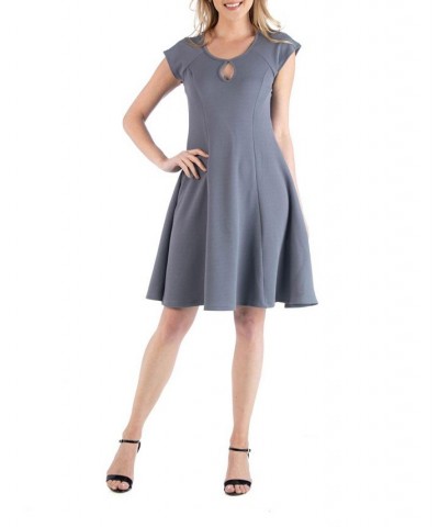 Scoop Neck A-Line Dress with Keyhole Detail Gray $16.38 Dresses