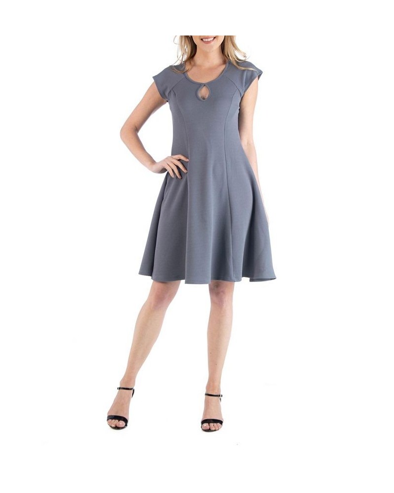 Scoop Neck A-Line Dress with Keyhole Detail Gray $16.38 Dresses