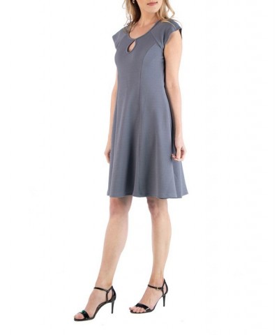 Scoop Neck A-Line Dress with Keyhole Detail Gray $16.38 Dresses