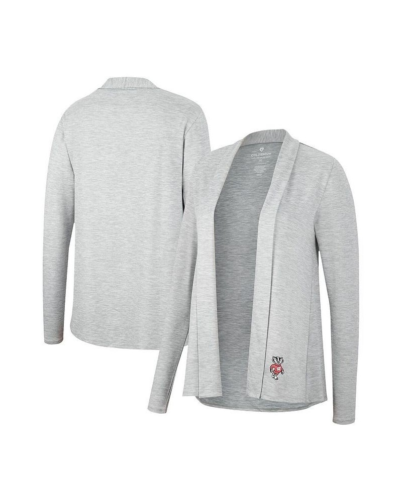 Women's Heathered Gray Wisconsin Badgers Charlton Open Cardigan Heathered Gray $28.04 Sweaters