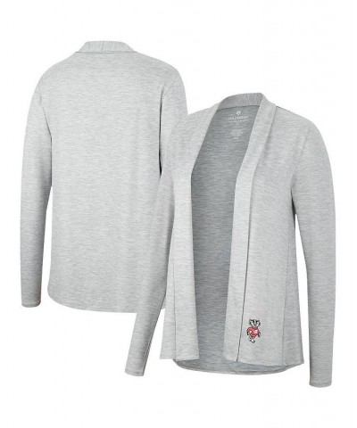 Women's Heathered Gray Wisconsin Badgers Charlton Open Cardigan Heathered Gray $28.04 Sweaters