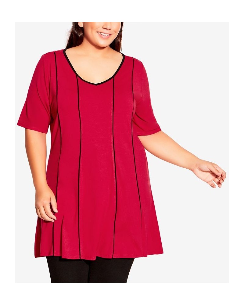 Plus Size Swing Panel Tunic Top Persian Red, Black $32.45 Tops