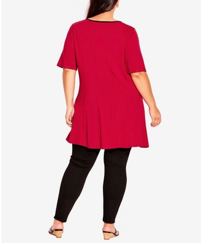 Plus Size Swing Panel Tunic Top Persian Red, Black $32.45 Tops