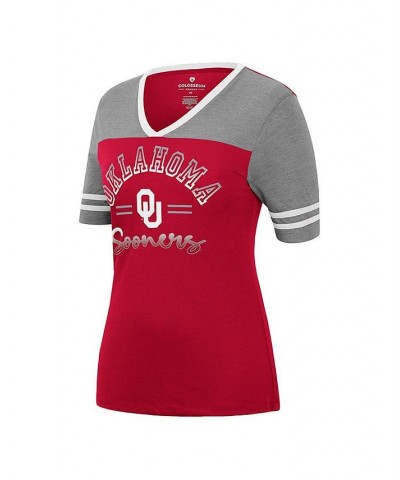 Women's Crimson Heathered Gray Oklahoma Sooners There You Are V-Neck T-shirt Crimson, Heathered Gray $23.84 Tops