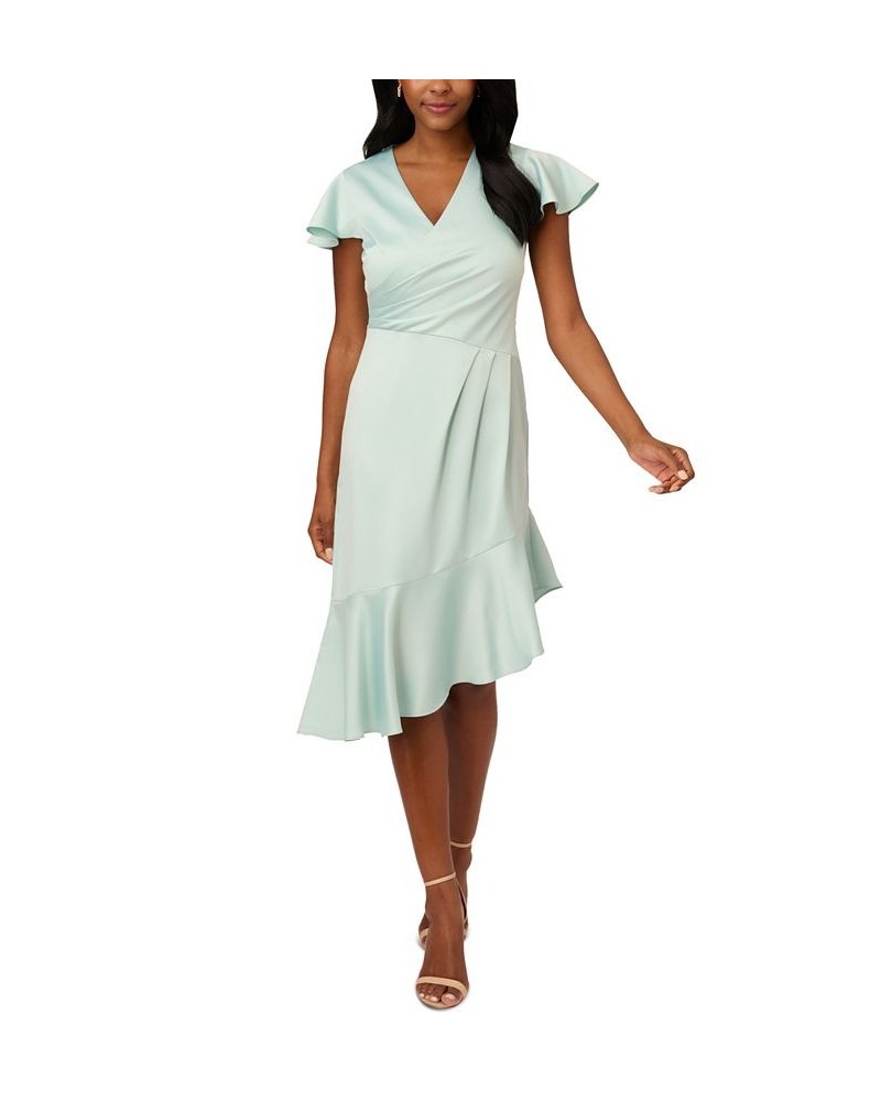 Women's Satin Crepe Draped Asymmetrical Dress Mint Smoke $85.92 Dresses