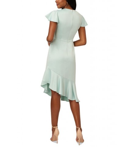 Women's Satin Crepe Draped Asymmetrical Dress Mint Smoke $85.92 Dresses