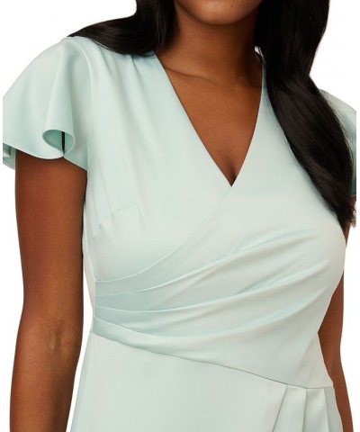 Women's Satin Crepe Draped Asymmetrical Dress Mint Smoke $85.92 Dresses