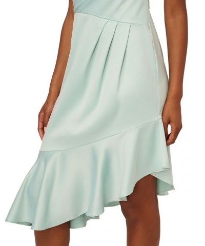 Women's Satin Crepe Draped Asymmetrical Dress Mint Smoke $85.92 Dresses