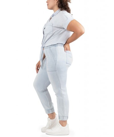 Plus Size Tie-Front Tencel Top Bleach Wash $19.40 Tops