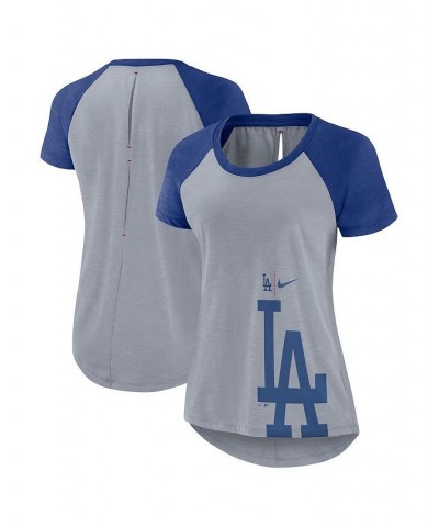 Women's Heather Gray Los Angeles Dodgers Summer Breeze Raglan Fashion T-shirt Heather Gray $20.50 Tops
