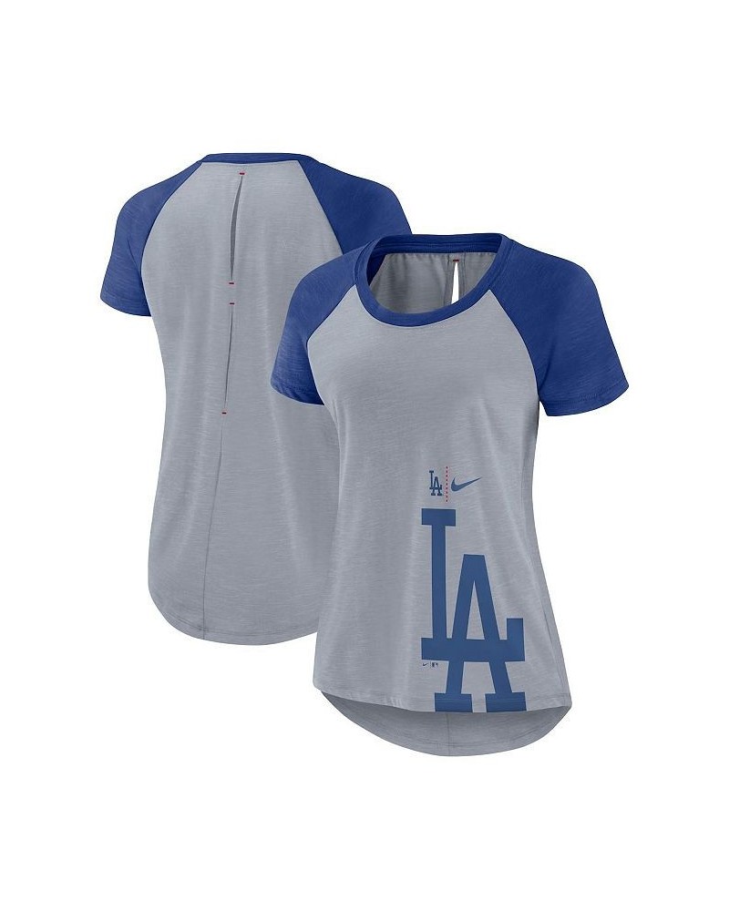 Women's Heather Gray Los Angeles Dodgers Summer Breeze Raglan Fashion T-shirt Heather Gray $20.50 Tops