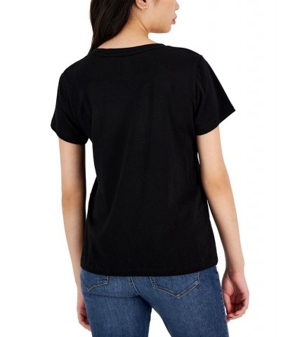 Women's Newspaper-Logo Short-Sleeve T-Shirt Black $13.41 Tops