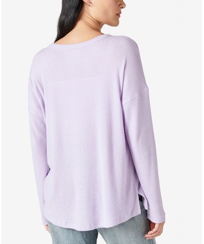 Cloud Ribbed Long-Sleeve Henley Orchid Petal $36.84 Tops