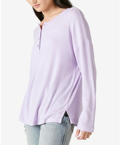 Cloud Ribbed Long-Sleeve Henley Orchid Petal $36.84 Tops