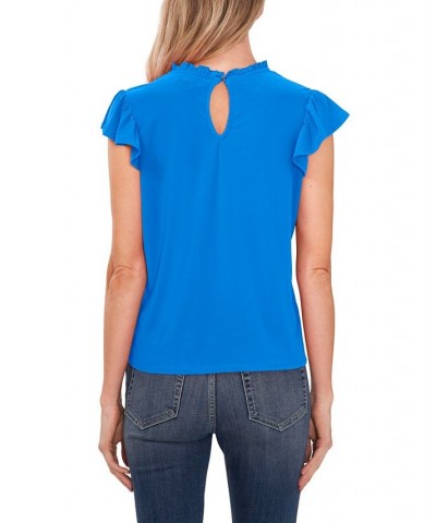 Women's Flutter-Sleeve Knit Top Ocean Blue $30.36 Tops