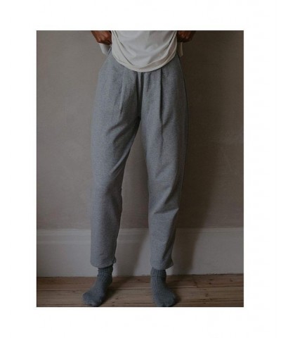 Women's Fleece Cozy Tapered-fit Trouser Gray Melange $38.70 Pants