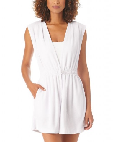 Women's Button-Front Terry Cloth Cover-Up White $41.28 Swimsuits