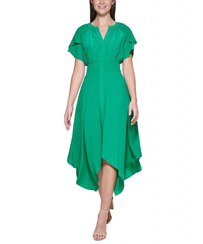 Handkerchief-Hem Midi Dress Green $54.28 Dresses
