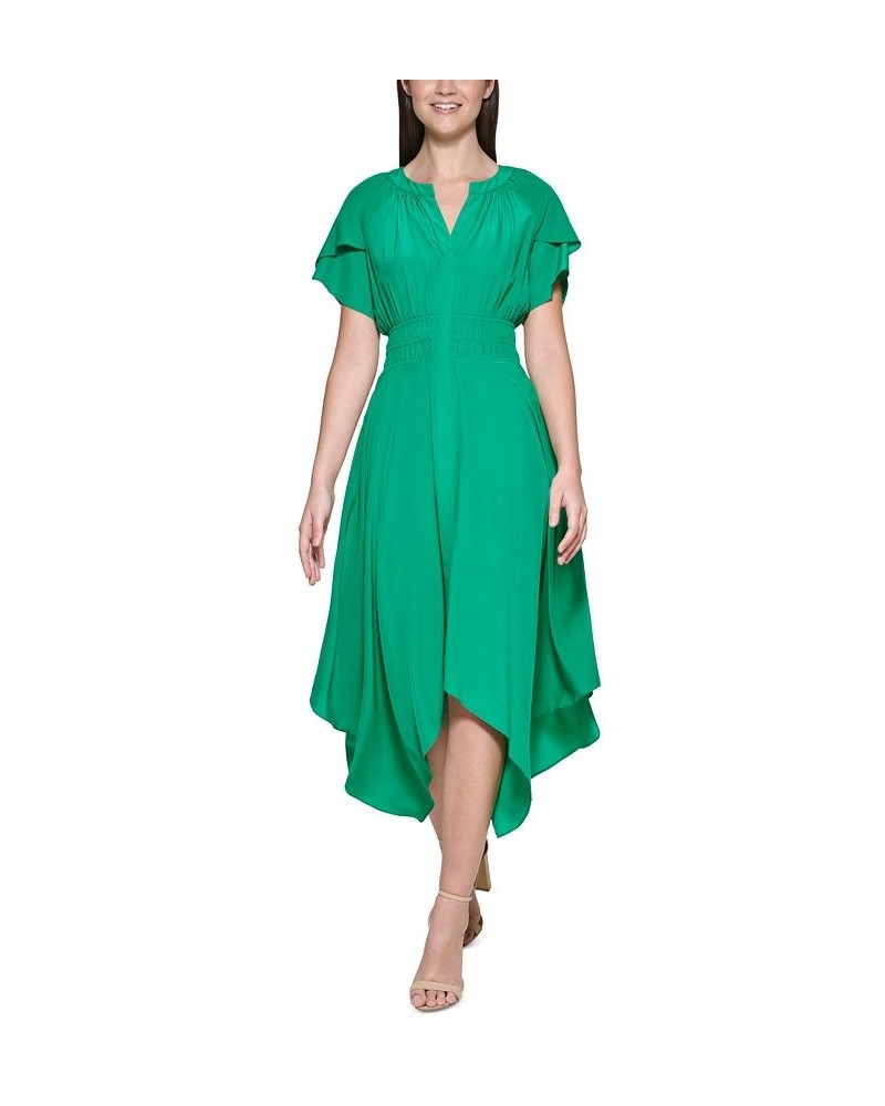 Handkerchief-Hem Midi Dress Green $54.28 Dresses