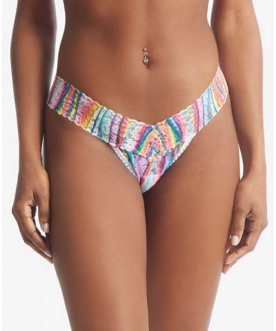 Women's Printed Daily Lace Low Rise Thong Underwear Aura $14.35 Panty