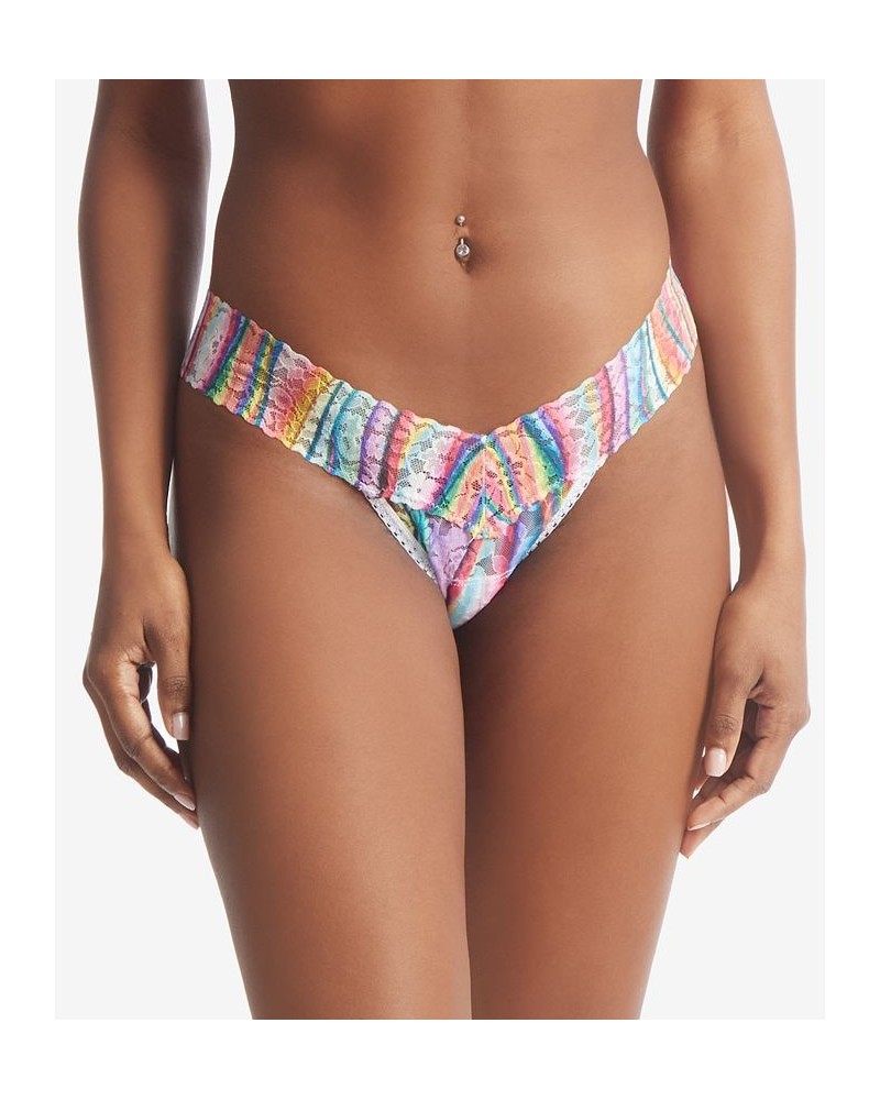 Women's Printed Daily Lace Low Rise Thong Underwear Aura $14.35 Panty