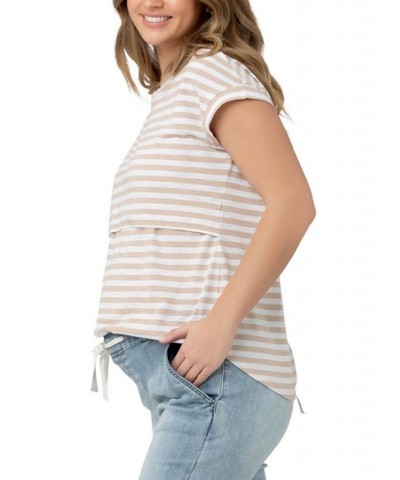 Lionel Stripe Nursing Tee Natural /white $33.75 Tops