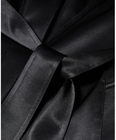 Women's Satin Belted Trench Coat Black $108.00 Jackets