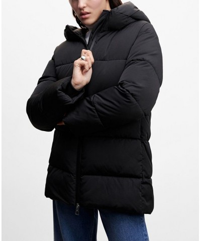 Women's Hood Quilted Coat Black $51.80 Coats