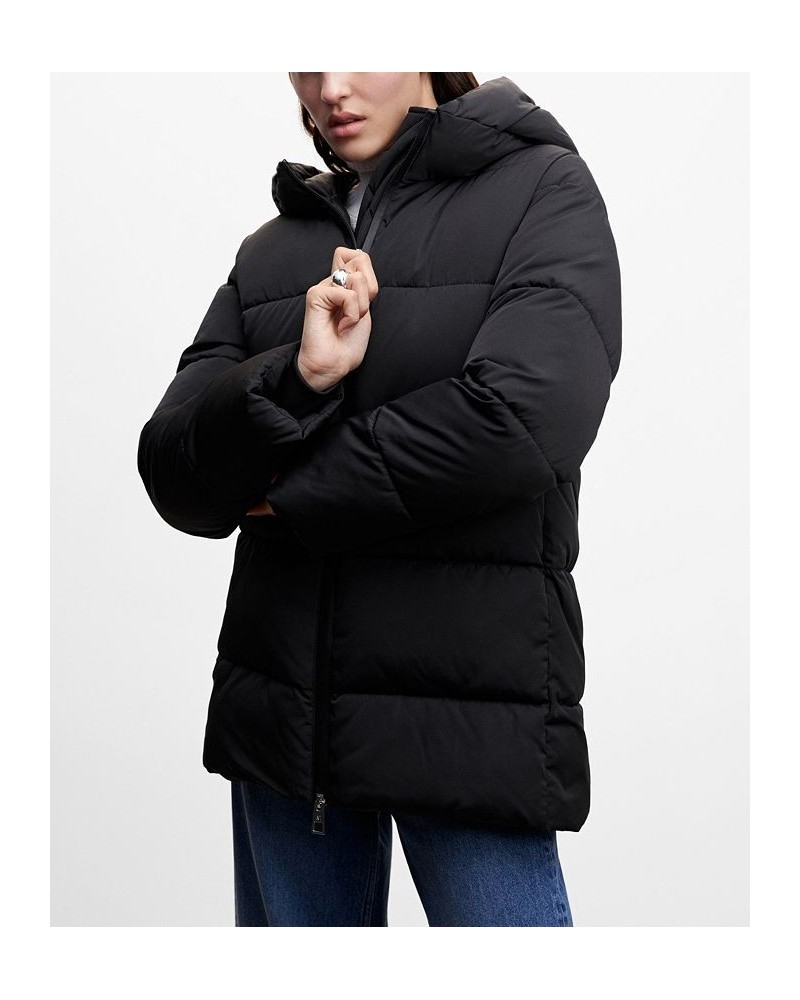 Women's Hood Quilted Coat Black $51.80 Coats