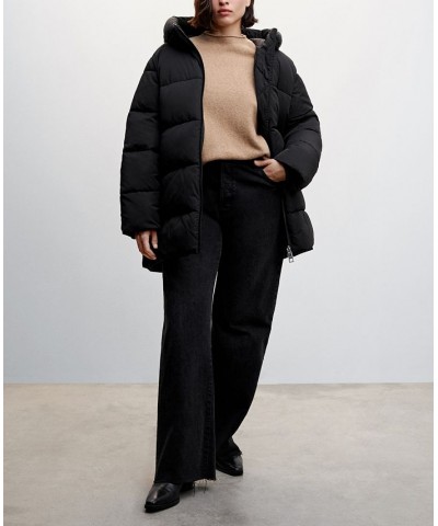 Women's Hood Quilted Coat Black $51.80 Coats