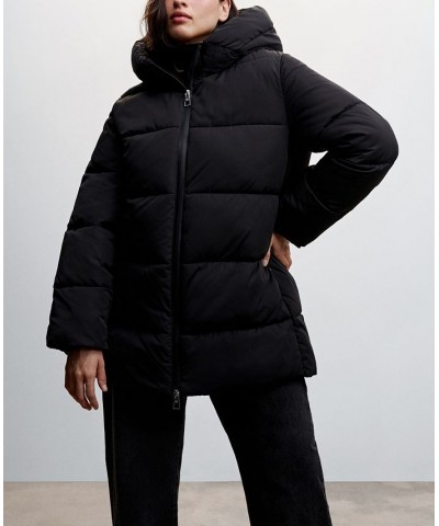 Women's Hood Quilted Coat Black $51.80 Coats