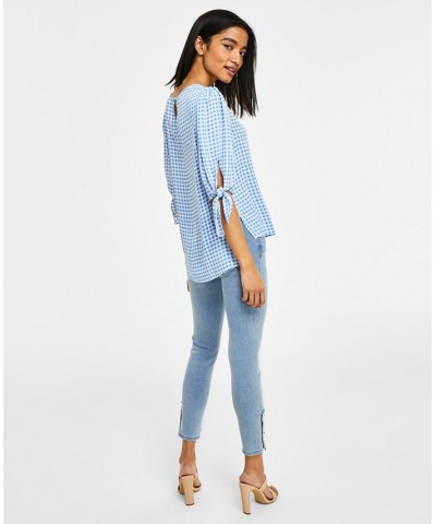 Women's Gingham Tie-Sleeve Blouse Ocean Spray $26.82 Tops