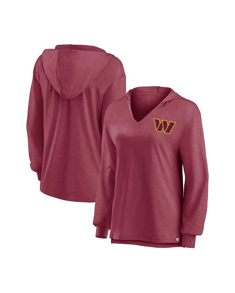 Women's Branded Burgundy Washington Commanders Jumper V-Neck Pullover Hoodie Red $28.80 Sweatshirts