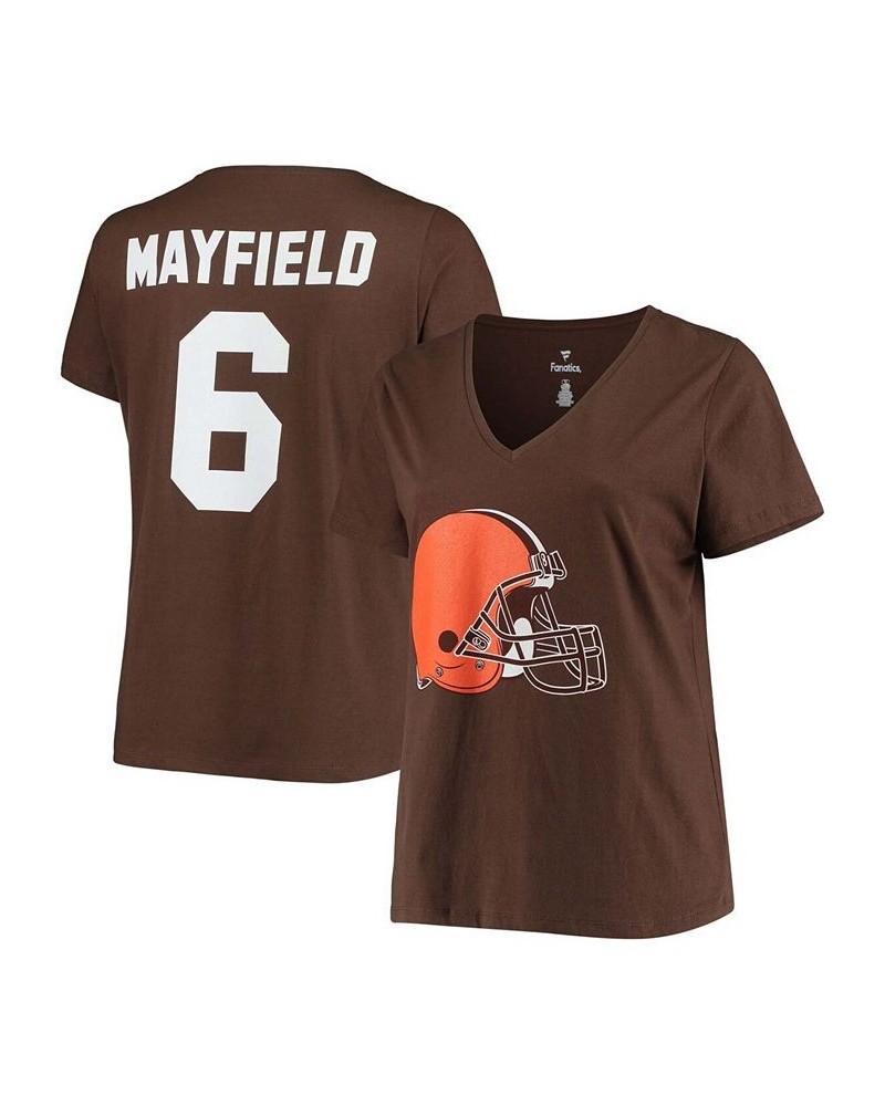 Women's Plus Size Baker Mayfield Brown Cleveland Browns Name Number V-Neck T-shirt Brown $23.40 Tops