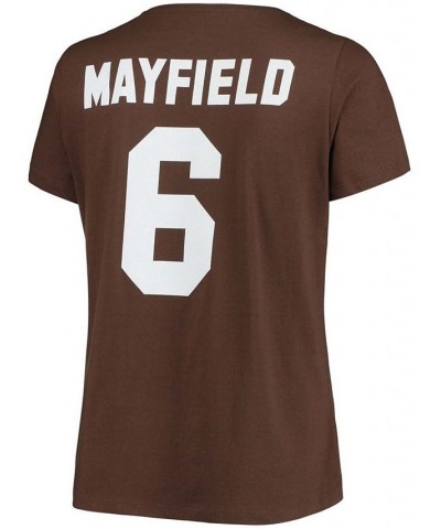 Women's Plus Size Baker Mayfield Brown Cleveland Browns Name Number V-Neck T-shirt Brown $23.40 Tops