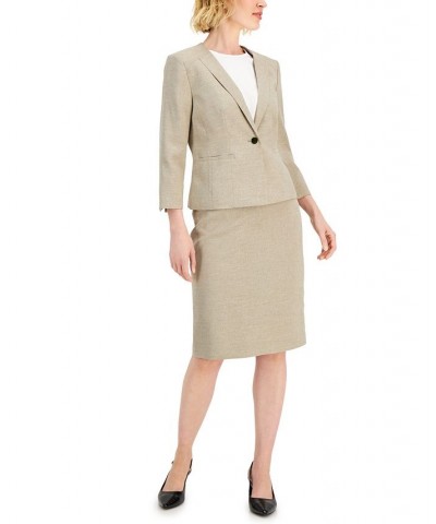 Women's 3/4-Sleeve Midi Skirt Suit Regular and Petite Sizes Brown $42.90 Suits