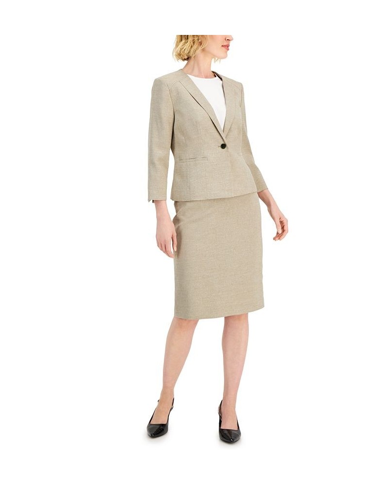 Women's 3/4-Sleeve Midi Skirt Suit Regular and Petite Sizes Brown $42.90 Suits