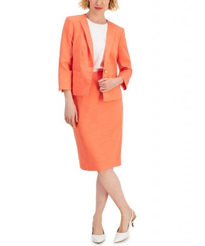 Women's 3/4-Sleeve Midi Skirt Suit Regular and Petite Sizes Brown $42.90 Suits