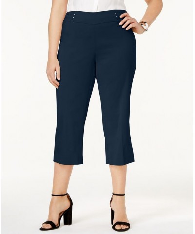 Plus Size Tummy Control Pull-On Capri Pants Intrepid Blue $19.48 Pants