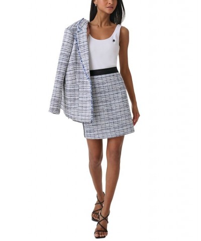 Women's Tweed Side-Stripe Skirt Denim Multi $30.67 Skirts