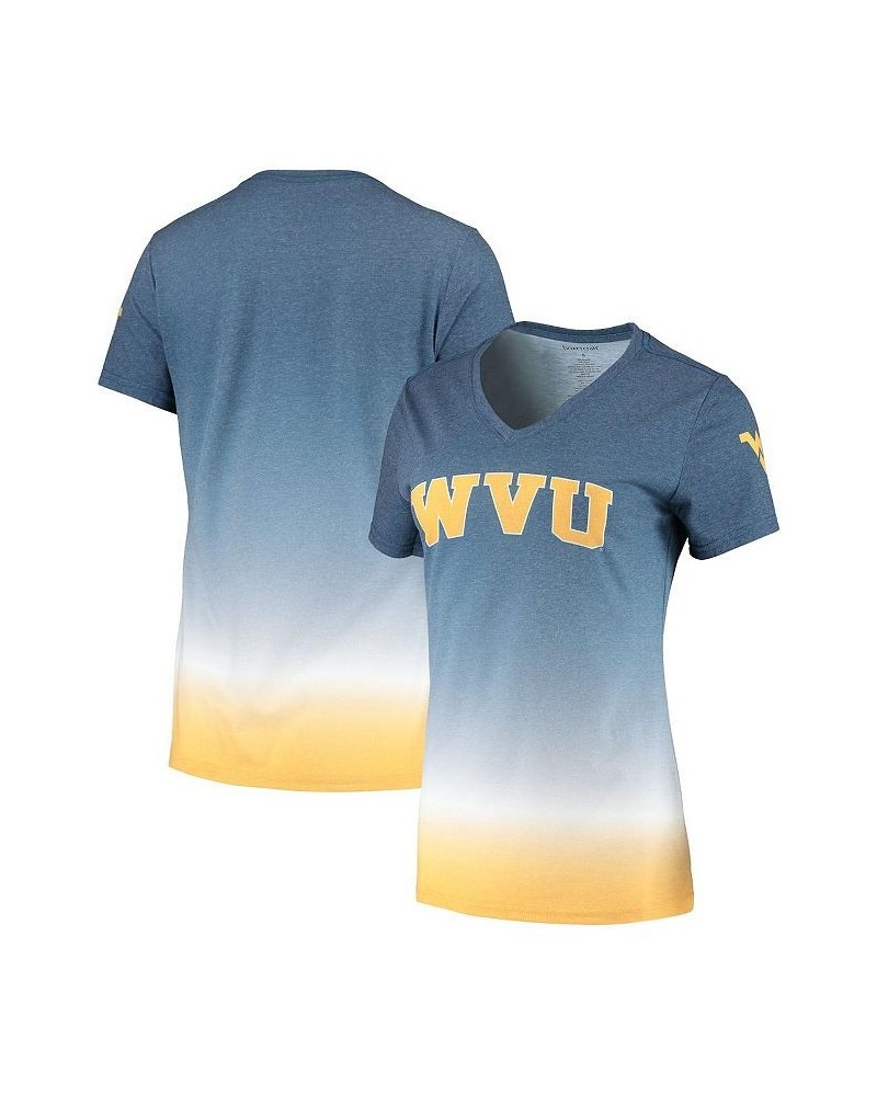 Women's Navy West Virginia Mountaineers Ombre V-Neck T-shirt Blue $20.70 Tops