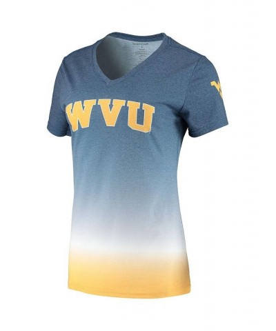 Women's Navy West Virginia Mountaineers Ombre V-Neck T-shirt Blue $20.70 Tops