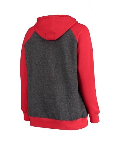 Women's Branded Charcoal and Red LA Clippers Plus Size Raglan Notch Neck Pullover Hoodie Charcoal, Red $33.79 Sweatshirts