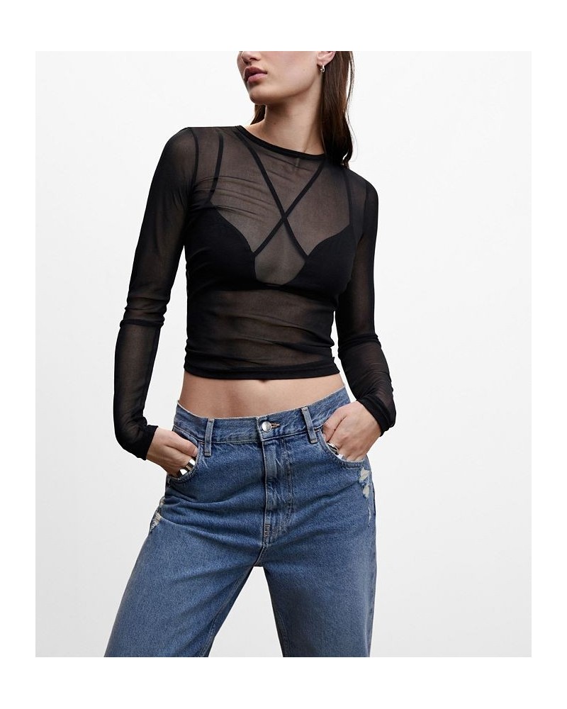 Women's Semi-Transparent Bra Top Black $28.70 Tops