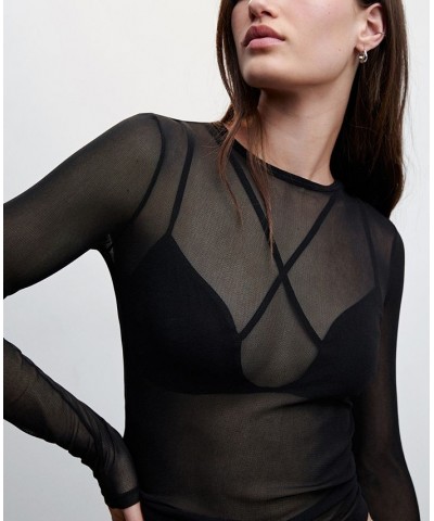 Women's Semi-Transparent Bra Top Black $28.70 Tops