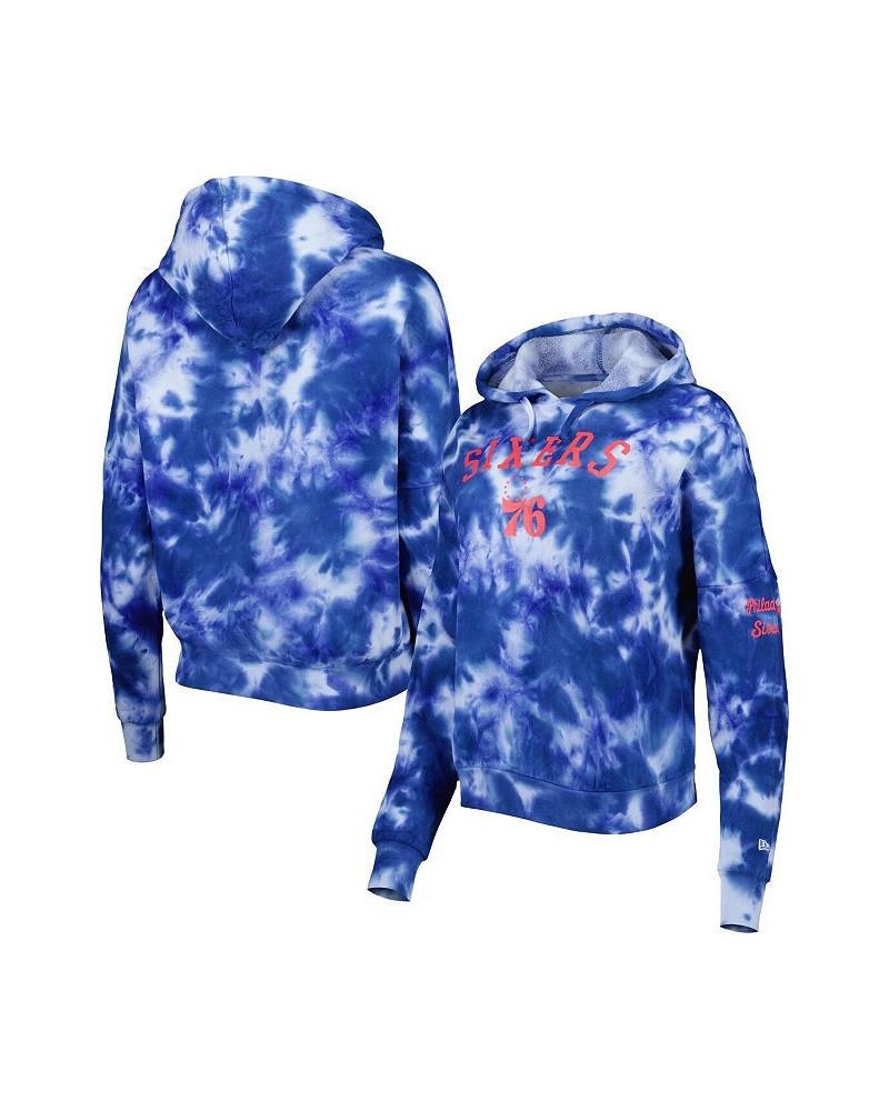 Women's Royal Philadelphia 76ers Brushed Cotton Tie-Dye Pullover Hoodie Royal $38.22 Sweatshirts