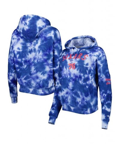 Women's Royal Philadelphia 76ers Brushed Cotton Tie-Dye Pullover Hoodie Royal $38.22 Sweatshirts