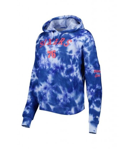 Women's Royal Philadelphia 76ers Brushed Cotton Tie-Dye Pullover Hoodie Royal $38.22 Sweatshirts