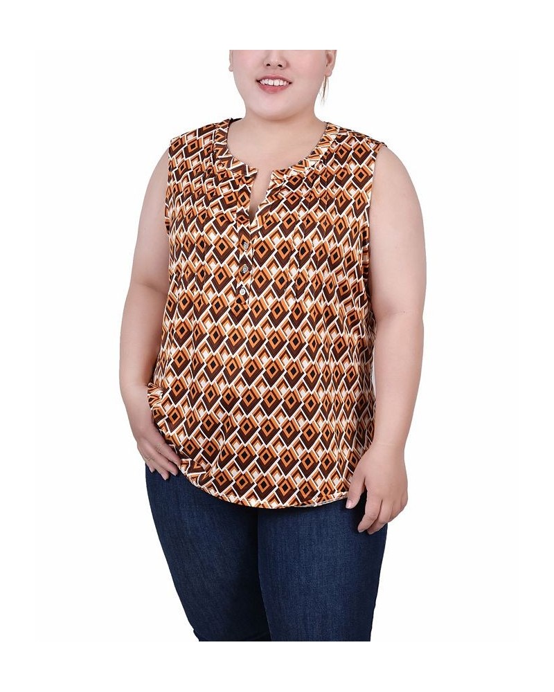 Plus Size Sleeveless Knit Y neck Top Pristine Gold-Tone Black Jaycee $13.94 Tops