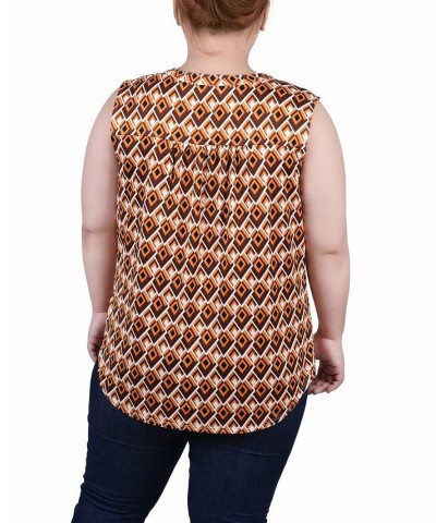 Plus Size Sleeveless Knit Y neck Top Pristine Gold-Tone Black Jaycee $13.94 Tops